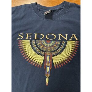 Vintage T Shirt Sedona Men's Size Large Tribal Design Made In USA Blue